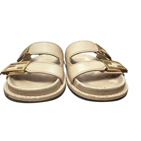 Fendi Zucca FF Logo Leather Slides Women's Size: - Picture 4 of 11